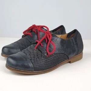 ZIERA Libra Black Snake Leather Oxfords Lace Up Shoes